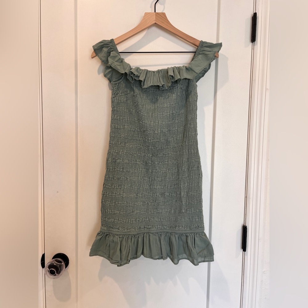 Abercrombie & Fitch Off-The-Shoulder Smocked Mini Dress